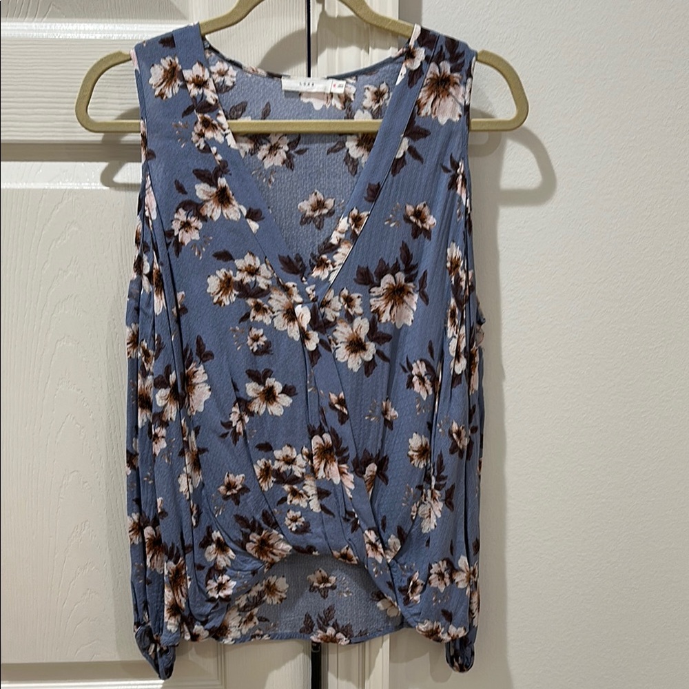 Floral Blue Sleeveless Top